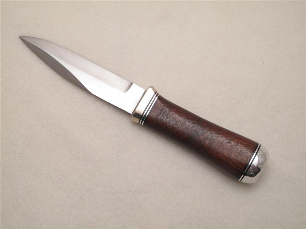 rr...RANDALL USA KNIVES MODEL GAMBLER - 5 ALL PURPOSE GUARDIAN SURVIVAL KNIFE BROWN MICARTA HANDLE HIGH CARBON STEEL W/SHEATH PRE-OWNED