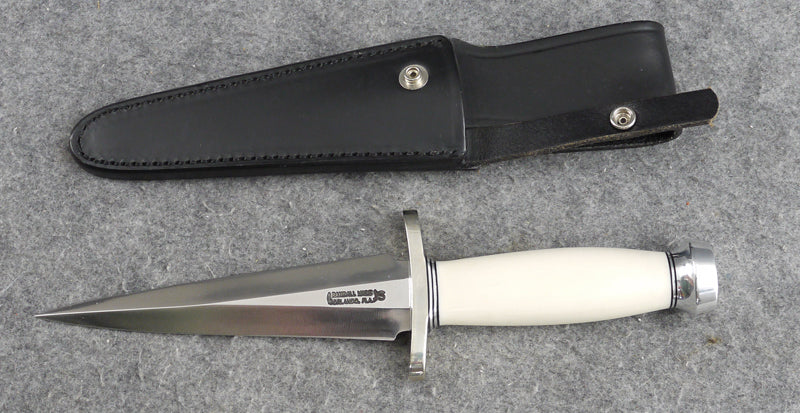 RANDALL USA KNIVES MODEL 13-6 ALL PURPOSE GUARDIAN ARKANSAS KNIFE WHITE MICARTA HANDLE HIGH CARBON STEEL W/SHEATH PRE-OWNED