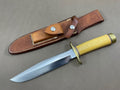 RANDALL USA KNIVES MODEL 1-7.5 ALL PURPOSE FIGHTER KNIFE YELLOW MICARTA HANDLE HIGH CARBON STEEL W/SHEATH PRE-OWNED