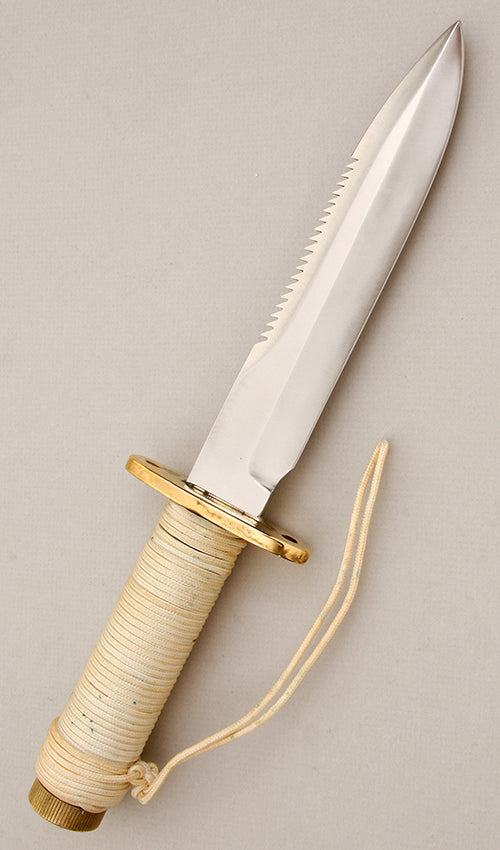 RANDALL USA KNIVES MODEL 18-5.5 ALL PURPOSE ATTACK SURVIVAL KNIFE CREAM WHITE ROPE HANDLE HIGH CARBON STEEL W/SHEATH PRE-OWNED