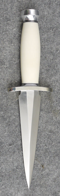 RANDALL USA KNIVES MODEL 13-6 ALL PURPOSE GUARDIAN ARKANSAS KNIFE WHITE MICARTA HANDLE HIGH CARBON STEEL W/SHEATH PRE-OWNED