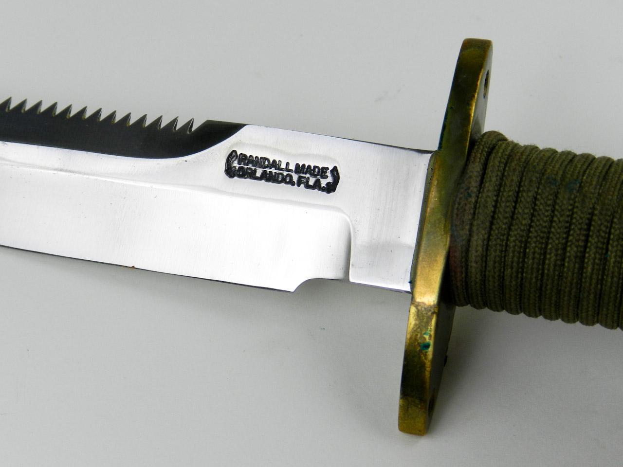 RANDALL USA KNIVES MODEL 18-5.5 ALL PURPOSE ATTACK SURVIVAL KNIFE OD GREEN ROPE HANDLE HIGH CARBON STEEL W/SHEATH PRE-OWNED