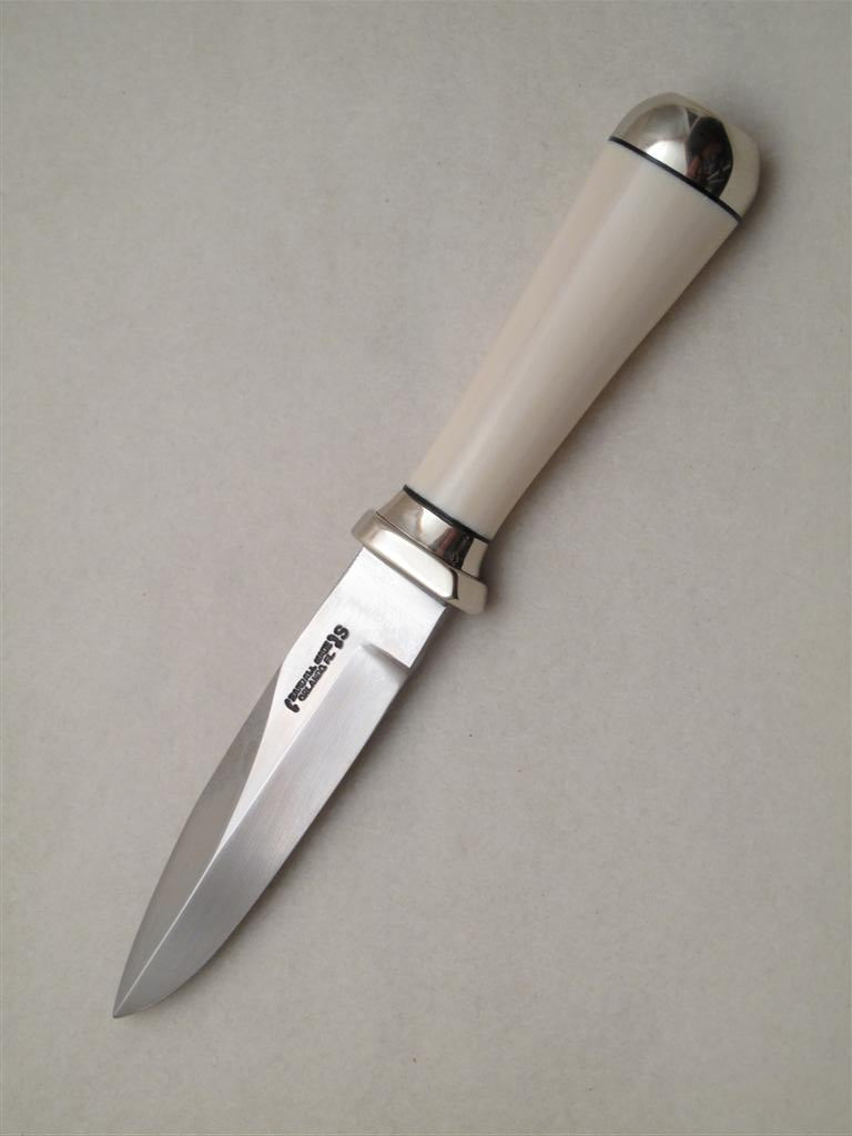 RANDALL USA KNIVES MODEL GAMBLER - 4 ALL PURPOSE GUARDIAN SURVIVAL KNIFE  IVORITE MICARTA HANDLE HIGH CARBON STEEL W/SHEATH PRE-OWNED