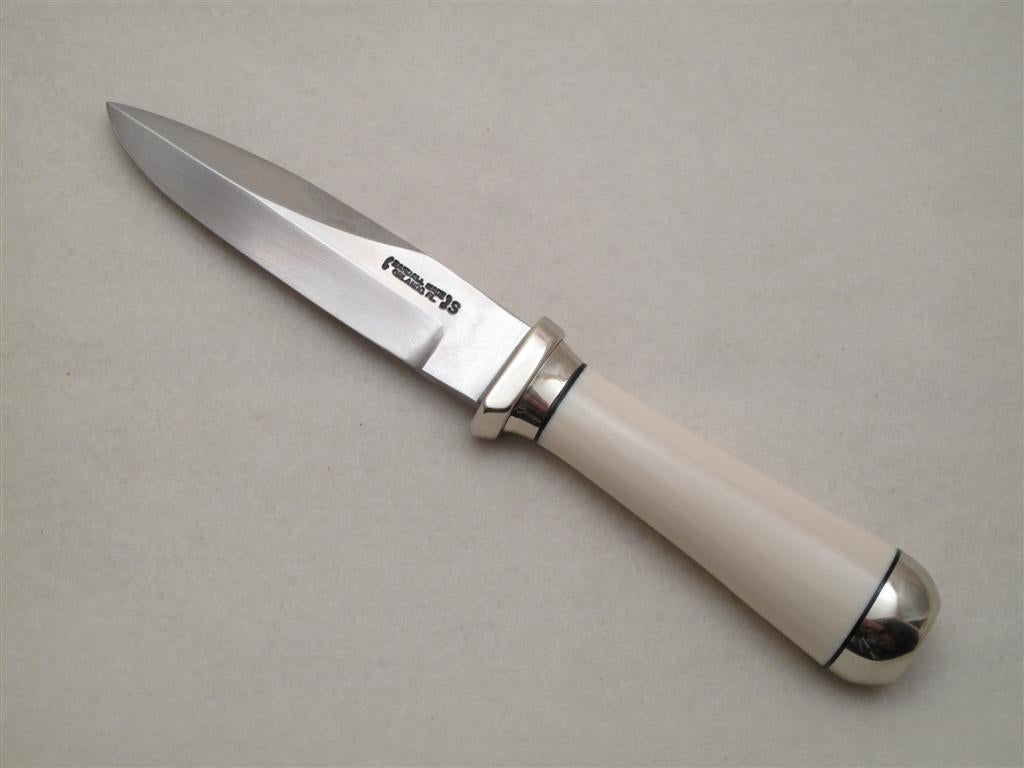 RANDALL USA KNIVES MODEL GAMBLER - 4 ALL PURPOSE GUARDIAN SURVIVAL KNIFE  IVORITE MICARTA HANDLE HIGH CARBON STEEL W/SHEATH PRE-OWNED