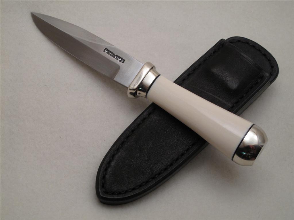 RANDALL USA KNIVES MODEL GAMBLER - 4 ALL PURPOSE GUARDIAN SURVIVAL KNIFE  IVORITE MICARTA HANDLE HIGH CARBON STEEL W/SHEATH PRE-OWNED