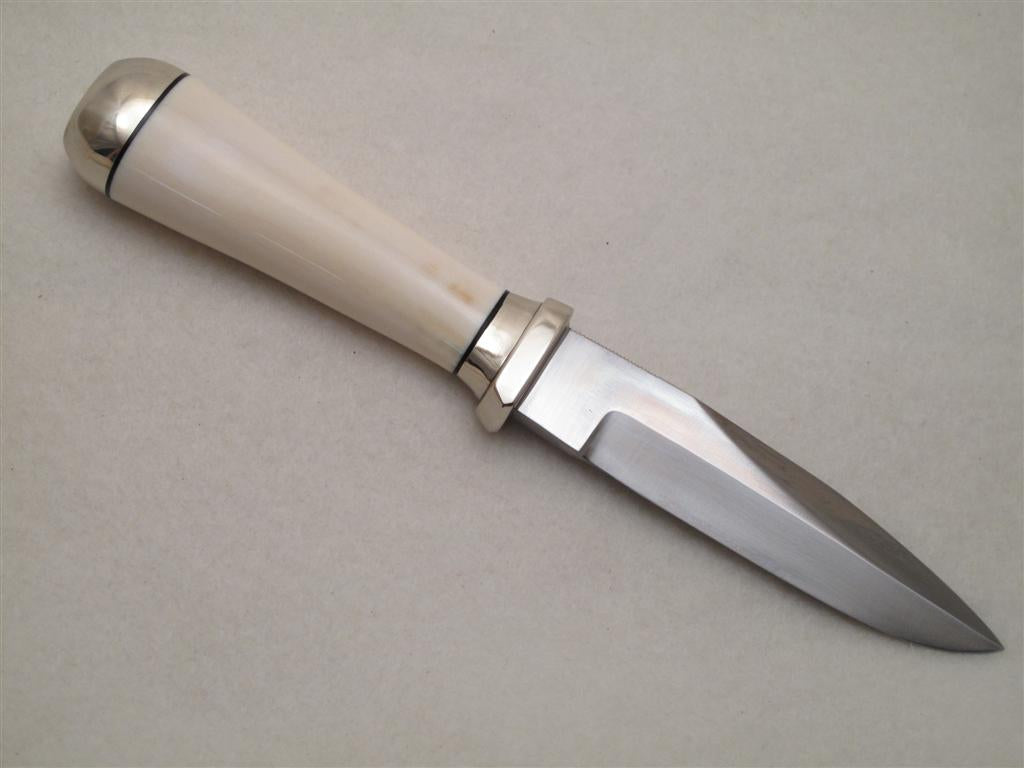 RANDALL USA KNIVES MODEL GAMBLER - 4 ALL PURPOSE GUARDIAN SURVIVAL KNIFE  IVORITE MICARTA HANDLE HIGH CARBON STEEL W/SHEATH PRE-OWNED