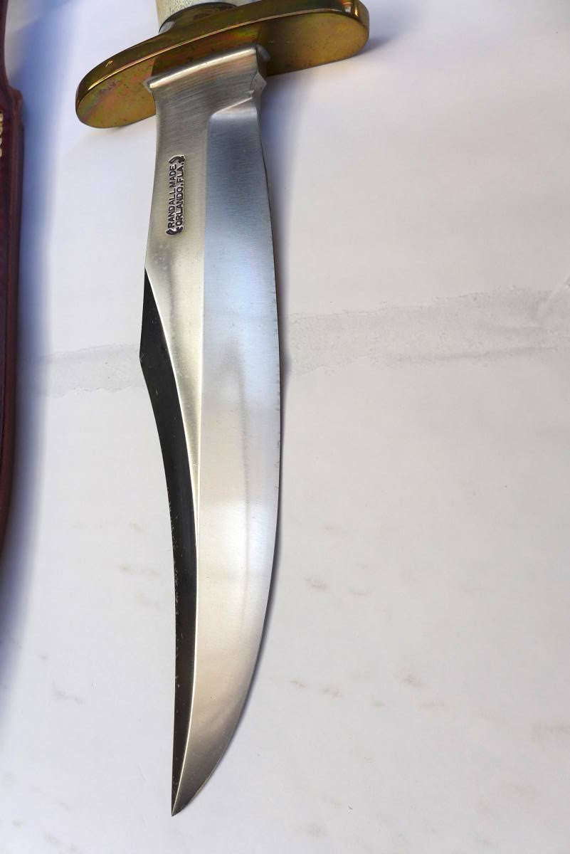 RANDALL USA KNIVES MODEL 12-8 BOWIE ALL PURPOSE FIGHTER KNIFE HIGH CARBON STEEL STAG/ANTLER  HANDLE W/SHEATH PRE-OWNED