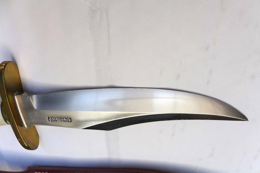 RANDALL USA KNIVES MODEL 12-8 BOWIE ALL PURPOSE FIGHTER KNIFE HIGH CARBON STEEL STAG/ANTLER  HANDLE W/SHEATH PRE-OWNED