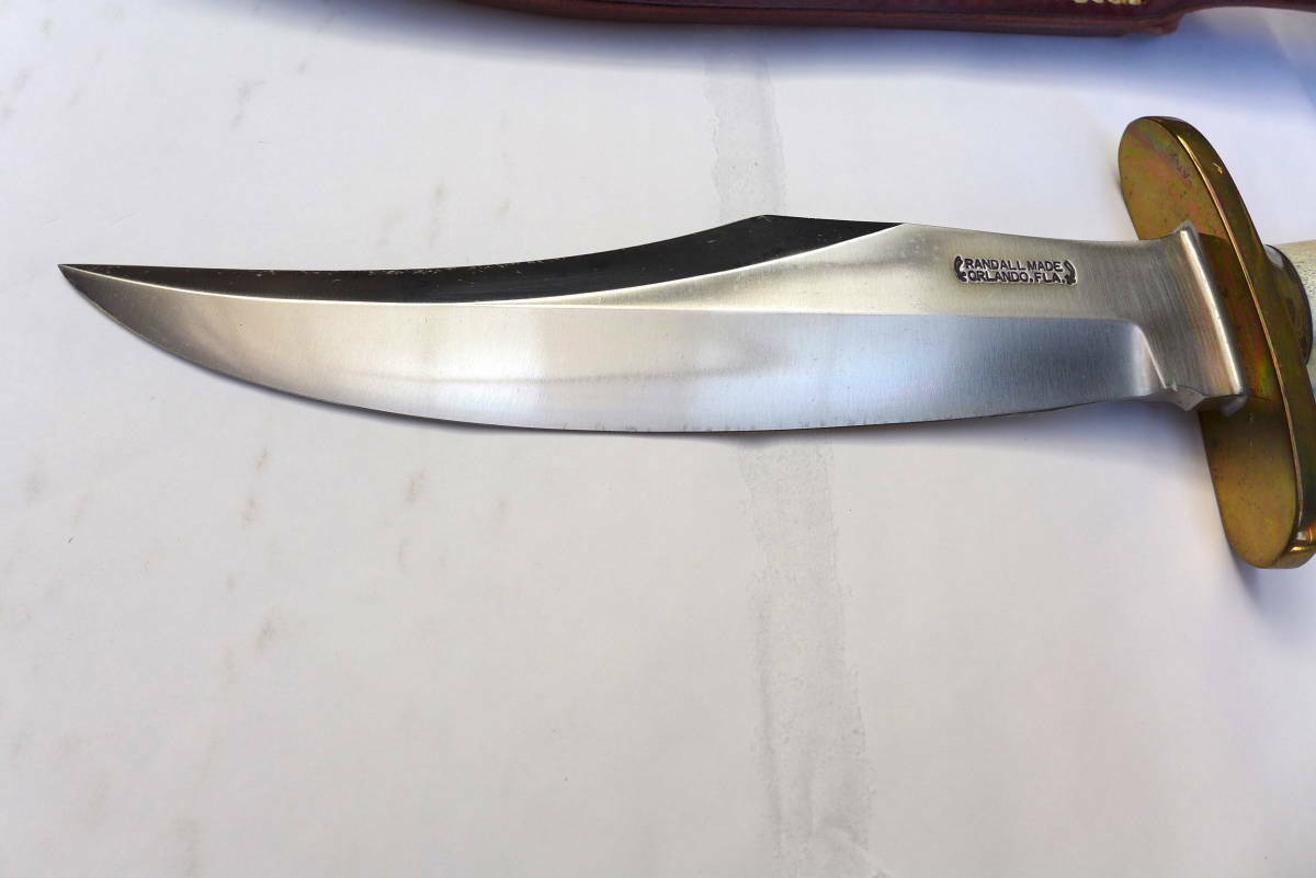 RANDALL USA KNIVES MODEL 12-8 BOWIE ALL PURPOSE FIGHTER KNIFE HIGH CARBON STEEL STAG/ANTLER  HANDLE W/SHEATH PRE-OWNED