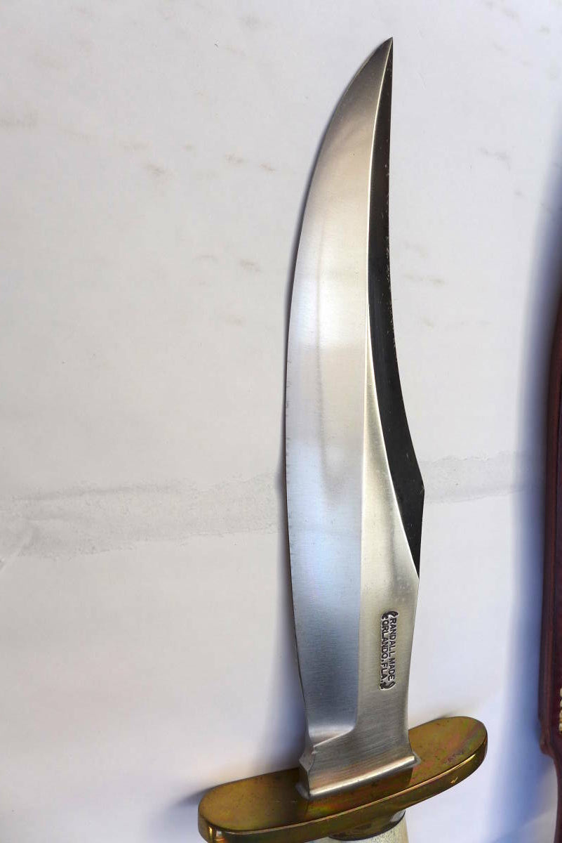 RANDALL USA KNIVES MODEL 12-8 BOWIE ALL PURPOSE FIGHTER KNIFE HIGH CARBON STEEL STAG/ANTLER  HANDLE W/SHEATH PRE-OWNED