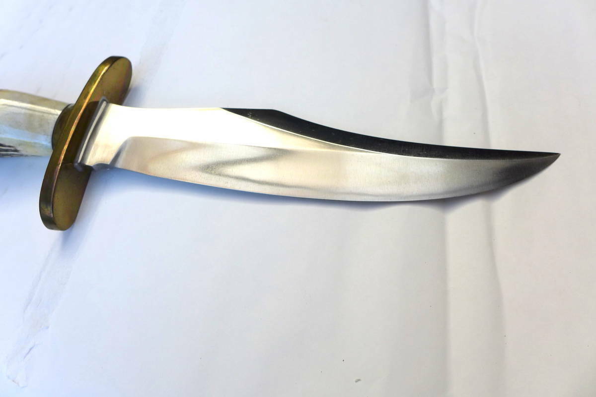 RANDALL USA KNIVES MODEL 12-8 BOWIE ALL PURPOSE FIGHTER KNIFE HIGH CARBON STEEL STAG/ANTLER  HANDLE W/SHEATH PRE-OWNED