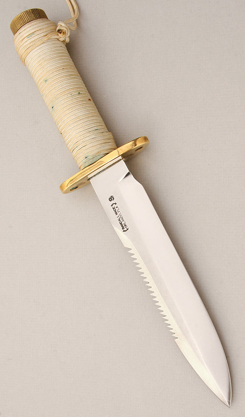 RANDALL USA KNIVES MODEL 18-5.5 ALL PURPOSE ATTACK SURVIVAL KNIFE CREAM WHITE ROPE HANDLE HIGH CARBON STEEL W/SHEATH PRE-OWNED