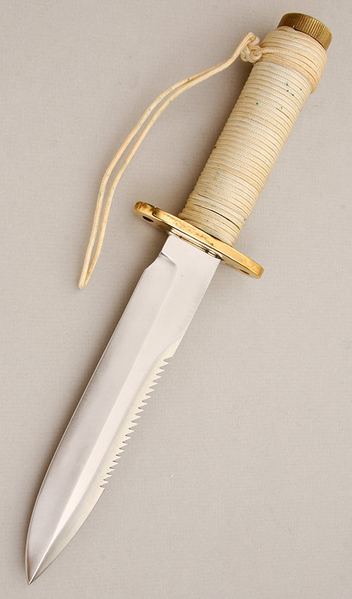 RANDALL USA KNIVES MODEL 18-5.5 ALL PURPOSE ATTACK SURVIVAL KNIFE CREAM WHITE ROPE HANDLE HIGH CARBON STEEL W/SHEATH PRE-OWNED