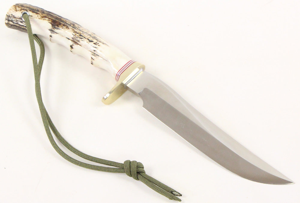 RANDALL USA KNIVES ALL PURPOSE FIGHTER KNIFE MODEL 3-7 HIGH CARBON STEEL WHITE STAG/ANTLER HANDLE  W/SHEATH PRE-OWNED