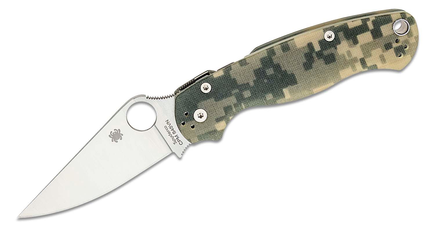 SPYDERCO Paramilitary 2 Folding Knife 3.42" CPM-S45VN Black Plain Blade, Digital Camo Handles, Compression Lock - KNIVE