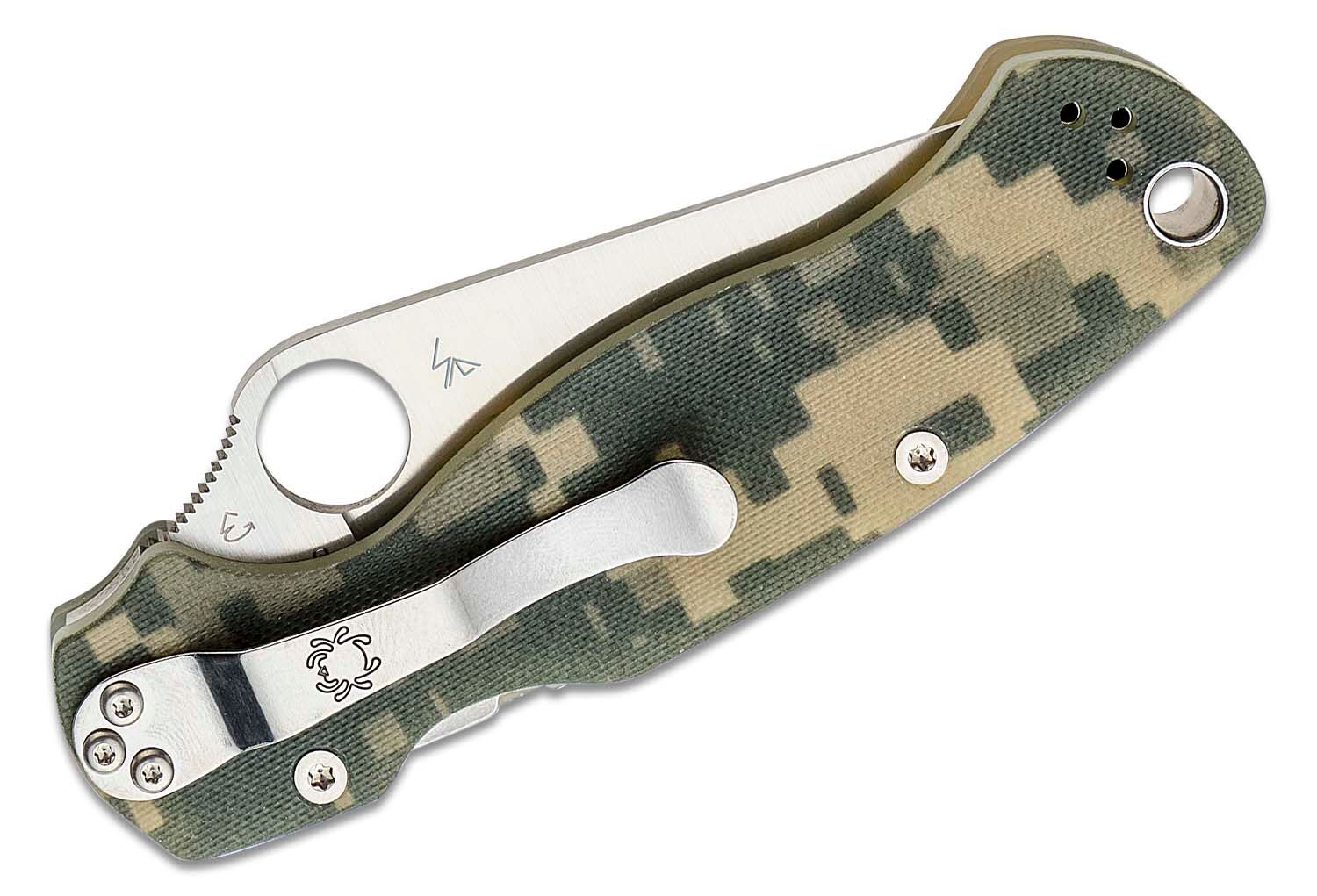 SPYDERCO Paramilitary 2 Folding Knife 3.42" CPM-S45VN Black Plain Blade, Digital Camo Handles, Compression Lock - KNIVE