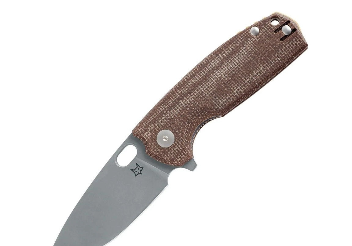 FOX CORE ITALY Folding Linerlock Pocket Knife Brown Micarta Handle Bohler N690 NEW