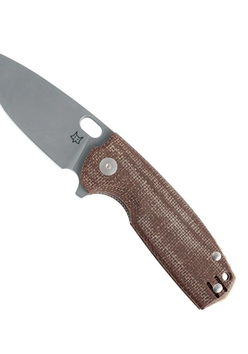 FOX CORE ITALY Folding Linerlock Pocket Knife Brown Micarta Handle Bohler N690 NEW