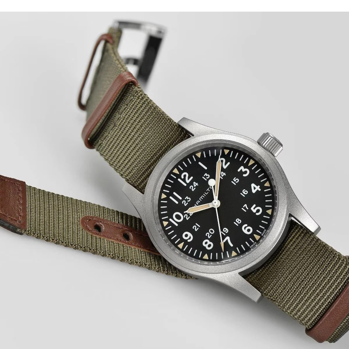 ZZ...HAMILTON SWISS Made Khaki Field Mechanical Black Dial Nylon Men's Watch H69439931 (Automatic) NEW