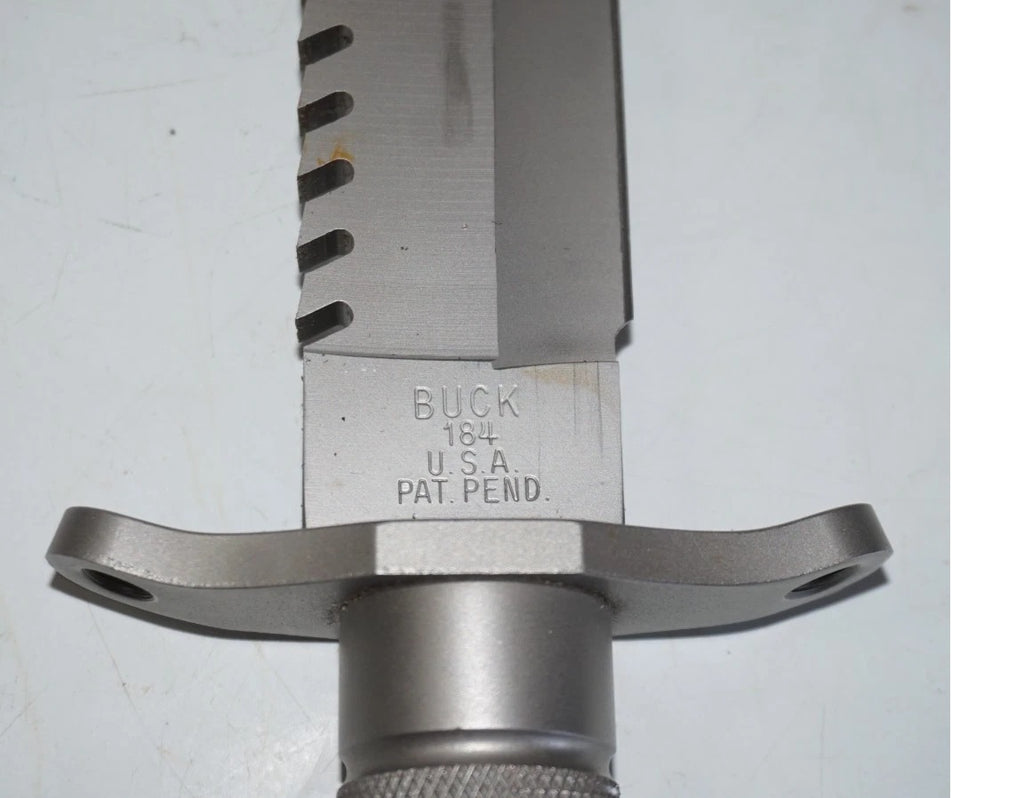BUCK USA Vintage Buckmaster Buck 184 Stainless Survival Knife FIXED BLADE Hunting Knife w/Sheath PRE-OWNED